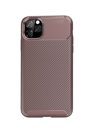 Apple Uyumlu   iPhone 11 Pro Kılıf Auto Focus Karbon Kapak - Kahverengi