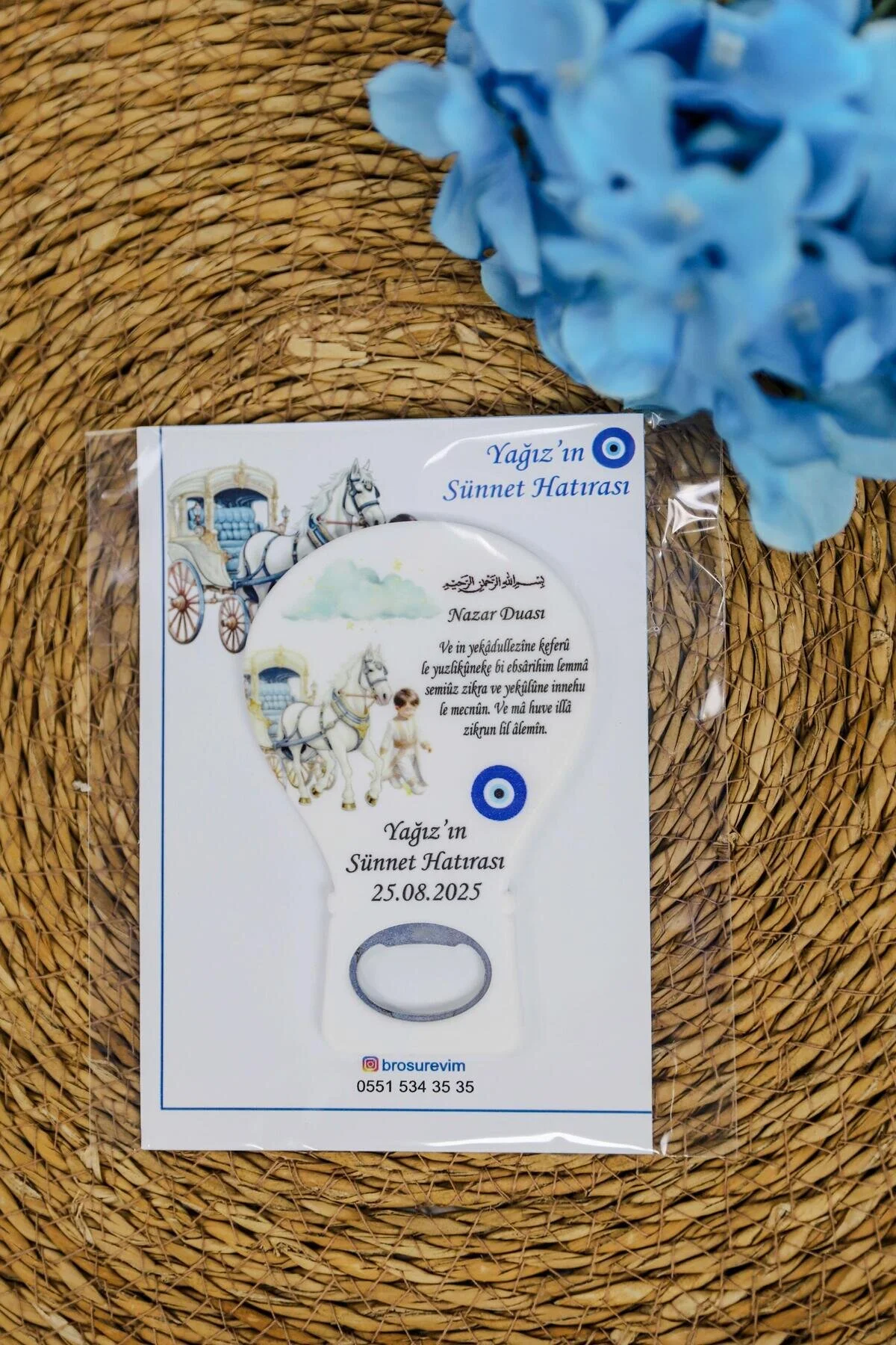 Nazar Duası Temalı Erkek Sünnet Çocuğu Hediyelik Balon Açacak Magnetleri 30lu Jelatin Paket Hediyeli Beyaz