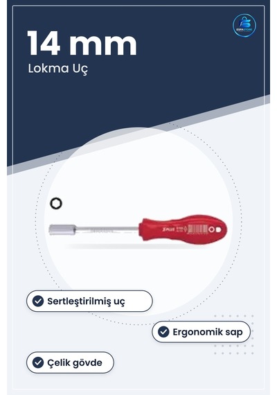 Lokma Uçlu Tornavida 14 Mm Çelik Gövde Sertleştirilmiş Uç Ergonom