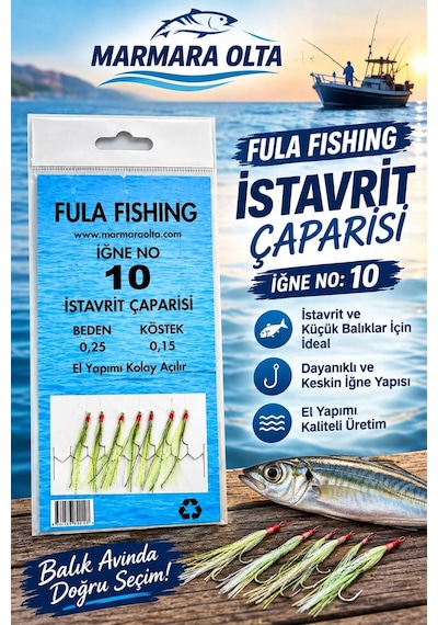 7 Li İstavrit Çaparisi 5 Adet + 5 Adet 50 Gram Kurşun Yeşil