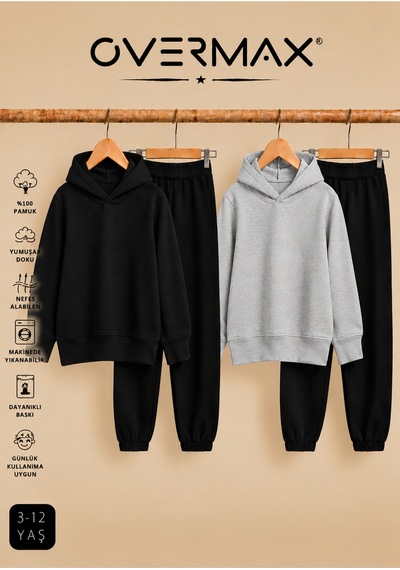 Overmax 2 Li Çocuk Kapüşonlu Eşofman Takımı Sweatshirt & Eşofman Altı 3-12 Yaş Siyah-siyah, Gri-siyah - 919953561 Siyah-siyah, Gri-siyah Overmax 2 Li Çocuk Kapüşonlu Eşofman Takımı Sweatshirt & Eşofman Altı 3-12 Yaş Siyah-siyah, Gri-siyah - 919953561 Siyah-siyah, Gri-siyah