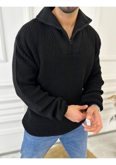 Elku Moda Kazak Oversize Tüylenmez Naturel Pamuk Fermuarlı Boğazlı Yaka Örme Triko Kazak Siyah Elku Moda Kazak Oversize Tüylenmez Naturel Pamuk Fermuarlı Boğazlı Yaka Örme Triko Kazak Siyah