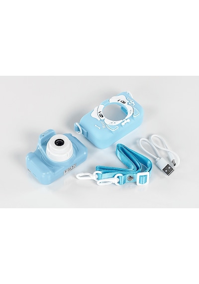 Acton Unicorne Full HD Dijital Çocuk Fotoğraf Makinesi Mavi Silikon Kılıflı