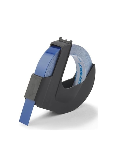 Dymo Yapışkanlı Plastik Kabartma Şerit, 9 Mm X 3 Mt Rulo, Mavi Üzeri Beyaz Baskı