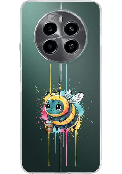 Realme 12 4g İle Uyumlu Splash Arı Tasarımlı Şeffaf Silikon Kılıf Şeffaf