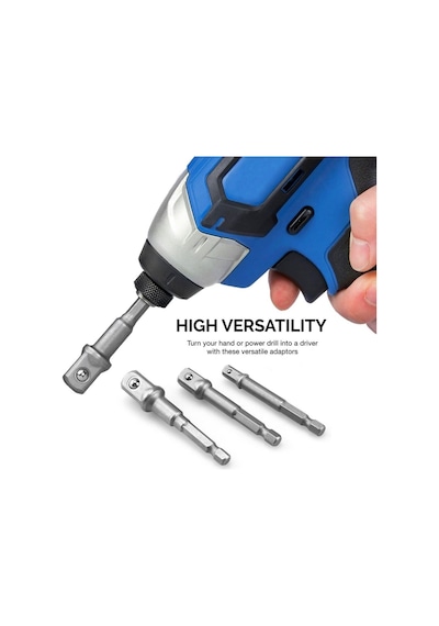 3 Lü Hex Elektrikli Matkap Bit Sürücü Soket 1/4 "3/8" 1/2 "soket Bit Adaptörü Matkap Somun Anahtarı