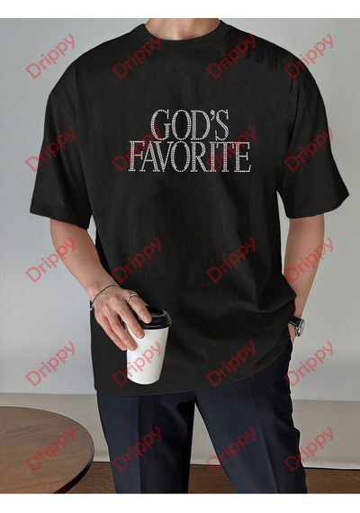 Flood Of Style Unisex God's Favorite Baskılı Tshirt Siyah Siyah