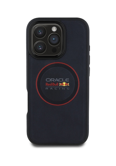 Apple Uyumlu iPhone 16 Pro Max Kılıf Redbull Lisanslı Magsafe Kırmızı Halka Ve Logolu Deri Kapak Lacivert