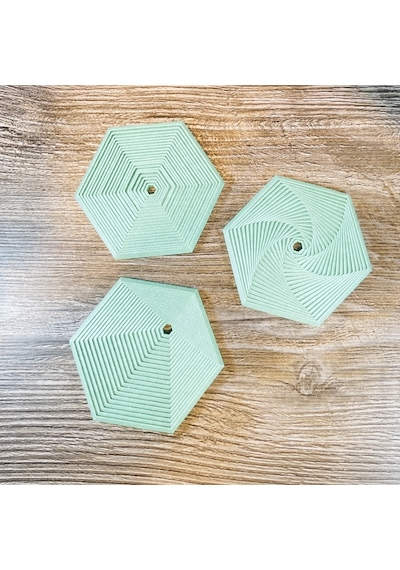 3d Baskı Super Fidget Coaster Seti - Altıgen Desenli Bardak Altlığı Ve Tutucu-mint Diğer