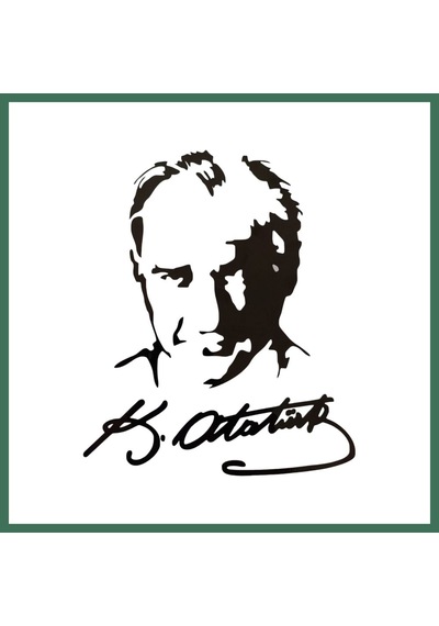En-cag K.atatürk Silüetli İmzalı Oto Sticker Siyah 19x15cm Bss Standart