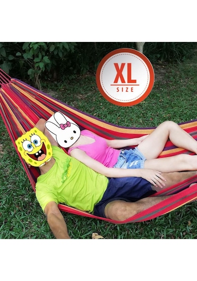 Valkyrie Çift Kişilik Xl 260x150cm Kemerli Kolay Kurulabilir Kanvas Hamak Çantalı Çok Renkli
