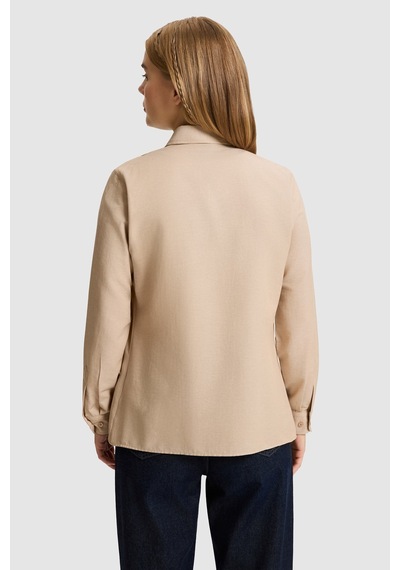U.S. Polo Assn. Kadın Camel Uzun Kollu Basic Gömlek 50324791-vr015