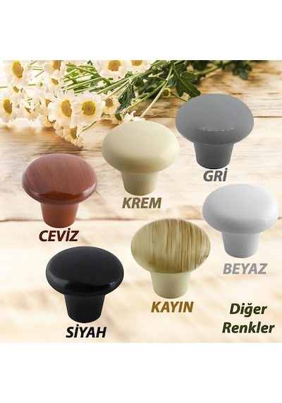 Glaswen Sert Plastik Mantar Düğme Kulp Kayın Dolap Mobilya Mutfak Dolabı Çekmece Kapak Kulpu Kulbu Diğer