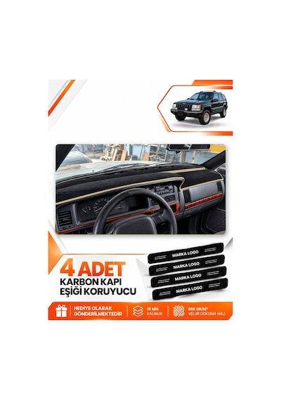 Jeep Grand Cherokee 1993-1998 Uyumlu Ön Örtüsü Torpido Koruma Kılıfı - Siyah Bej