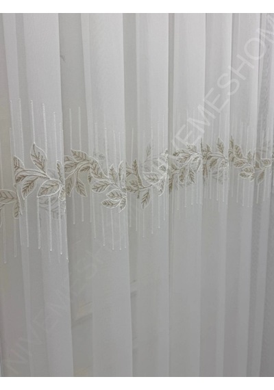 Nivemeshome Eylülzade Gold Detay 1/3 Pileli Tül Perde Apm Ekru