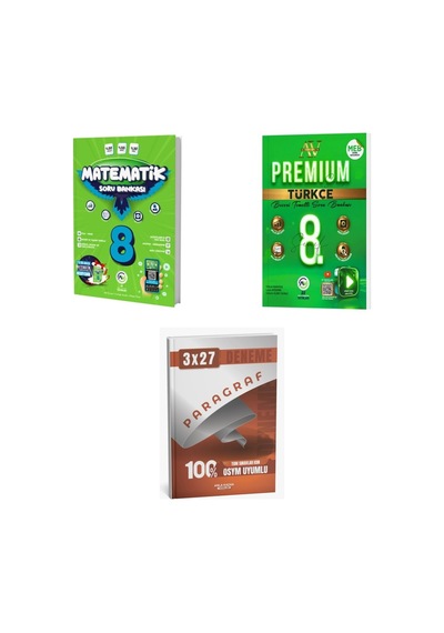 2027 Av 8. Sınıf Matematik + Türkçe Premium Beceri Temelli Soru + Anla Kazan Paragraf Deneme 3'lü Set