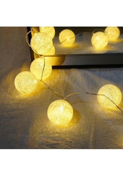 Top Led Oda Süsleme Işıklı Top Aydınlatma 1,5 Metre Dekoratif Sarı