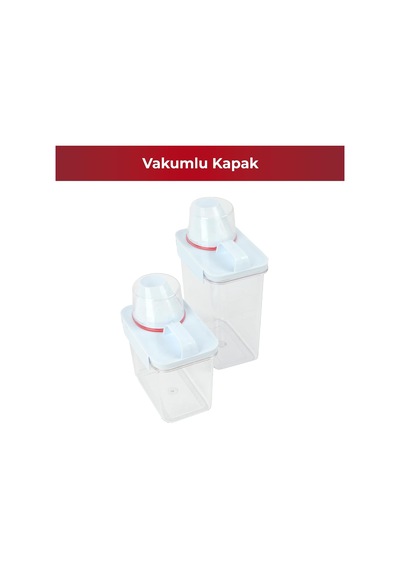 2 Li Saklama Kabı Sıkı Kapanan Ölçekli Kapak, Sızdırmaz Erzak Bakliyat Ve Deterjan İçin Çok Amaçlı Set 1100 Ml 1800 Ml