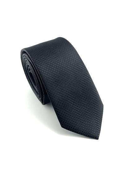 Pierroni Siyah Desenli Slim Kravat P0407 Siyah