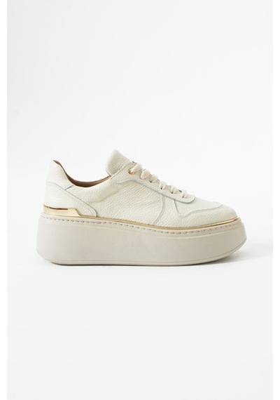 Dericia Shoes Nica Hakiki Deri Kadın Günlük Rahat Sneaker Ayakkabı Bej
