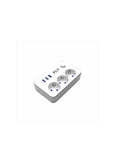 FLY-3406-01 Termal Akım Korumalı 3'lü Priz 3 Usb 2m 2.1A Uzatma K