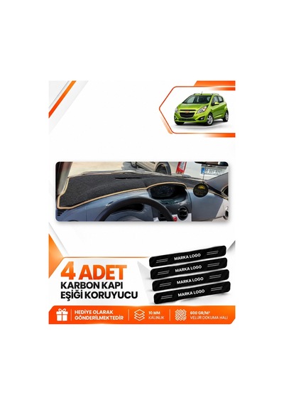 Chevrolet Spark 2009-2015 Uyumlu Ön Örtüsü Torpido Koruma Kılıfı Halısı - Siyah Bej