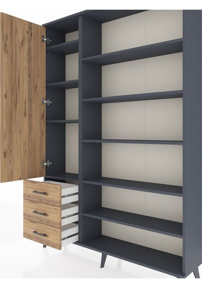 Arges Dolap 9 Raflı 3 Çekmeceli 3 Kapaklı 132x30x195 Antrasit-çam/çam Atlas Çam/atlas Çam Arges Dolap 9 Raflı 3 Çekmeceli 3 Kapaklı 132x30x195 Antrasit-çam/çam Atlas Çam/atlas Çam