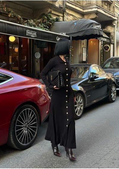 Meecy Uzun Triko Elbise Siyah&black Siyah&black