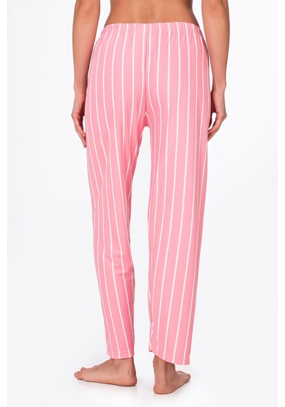 Kompedan Kadın Süet Pembe Çizgili Pijama Tek Alt Desen 14