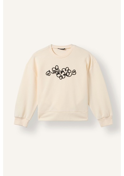 Defacto Baskılı Uzun Kollu Sweatshirt Üst İspanyol Paça Alt 2li Takım Kız Çocuk I1138a826auer119 Ekru-er119