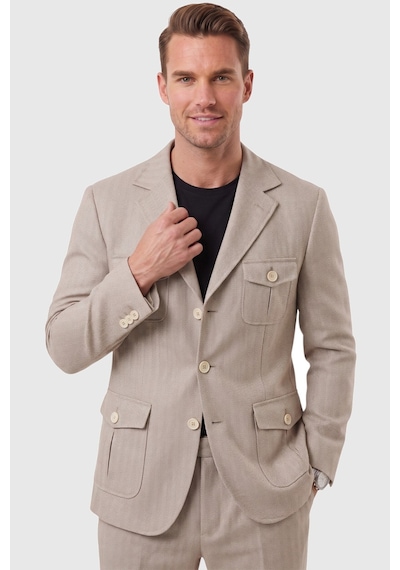 Rizzup Erkek Bej Safari Ceketli Slim Fit 2'li Takım Elbise Pileli Duble Paça Pantolon 2600723 Rizzup Erkek Bej Safari Ceketli Slim Fit 2'li Takım Elbise Pileli Duble Paça Pantolon 2600723