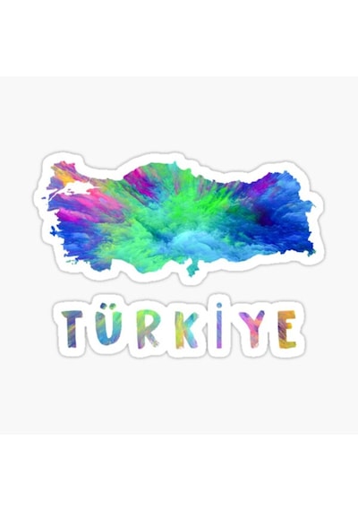 Renkli Türkiye Haritası Sticker Yapıştırması 18 Cm
