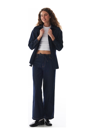 Penti Koyu Denim Relax Shirt Uzun Kollu Bluz Koyu Denım