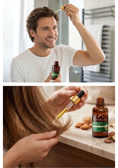 Saç Bakım Yağı Badem Argan Yağı E Vitamini Sarımsak Ekstraktı Besleyici Güçlendirici Onarıcı 30 Ml