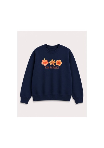 Herkesemoda Turuncu Çiçekler Baskılı 2 İplik Şardonlu Bisiklet Yaka Sweatshirt Lacivert Herkesemoda Turuncu Çiçekler Baskılı 2 İplik Şardonlu Bisiklet Yaka Sweatshirt Lacivert