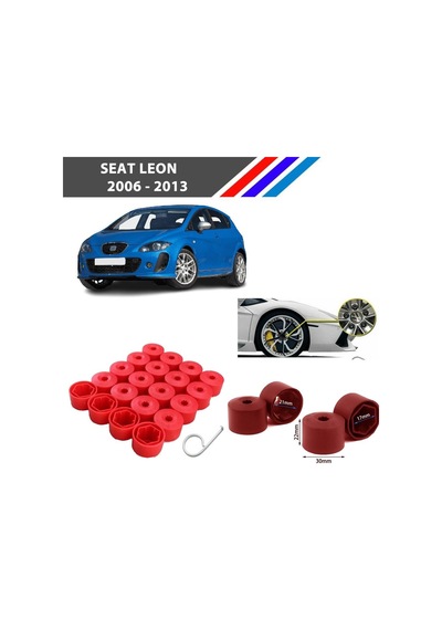Otozet - Seat Leon Bijon Civata Kapağı Kırmızı Renk 20 Adetli Set 17mm 1k06011739b9
