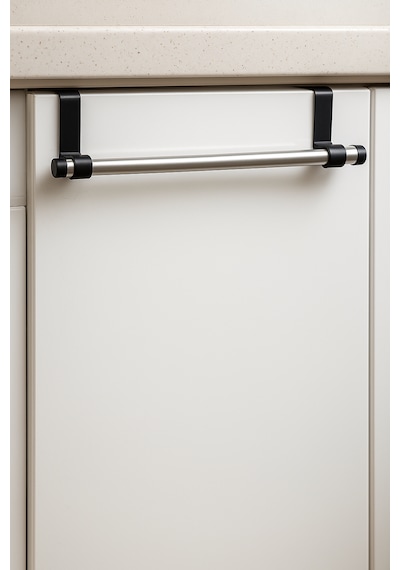 Lunoart Mutfak & Banyo İçin Metal Havluluk Montajsız Kapak Askısı Gümüş - Siyah
