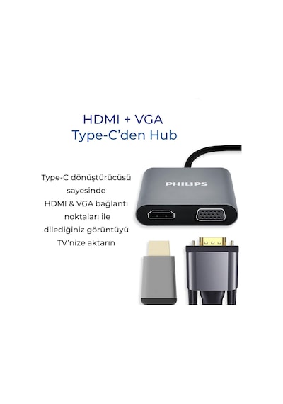 Philips Type-C HDMI VGA USB Dönüştürücü Adaptör