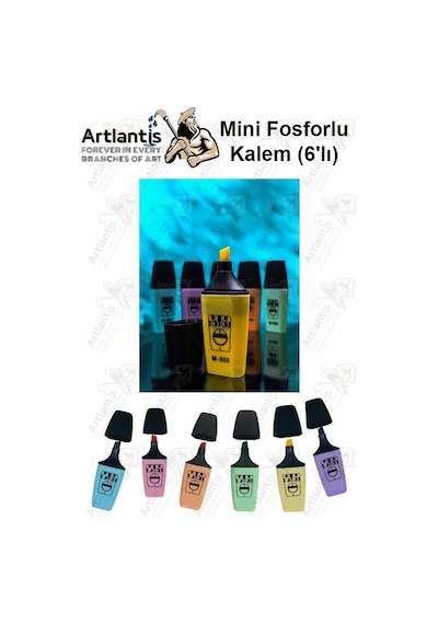 Mini Fosforlu Kalem 1 Paket 6 Renk Sevimli Mini İşaret Kalemi 6 Lı Fosforlu Kalem Çok Renkli