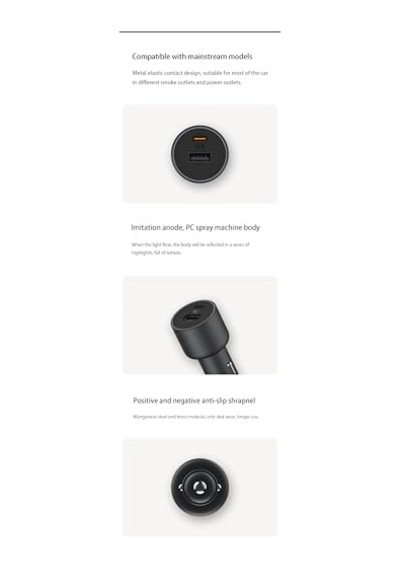Xiaomi Mi 100w Hızlı Araç Şarj Cihazı Cc07zm 1a1c Süper Hızlı Şarj, 5a E-marker Usb-c Kablo Dahil, Laptop Ve Macbook Uyumlu, Akıllı Renkli Led Göstergeli, Siyah