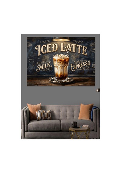 Iced Latte Soğuk Kahve Keyfi Yağlı Boya Dokulu Kanvas Tablo Canvas Tablosu