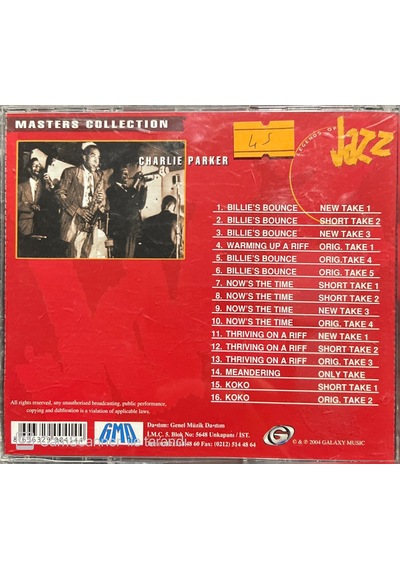 Plak Değildir Cd Dir Cd Charlie Parker Legends Of Jazz Cd