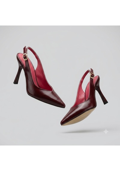 Kindep Park Moda Burnu Kapalı Topuklu 8 Cm Kadın Ayakkabı Bordo