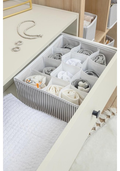 Çekmece Düzenleyici 12 Bölmeli Organizer 31 Cm X 25 Cm X 12 Cm Kumaş Beyaz Tr Diğer