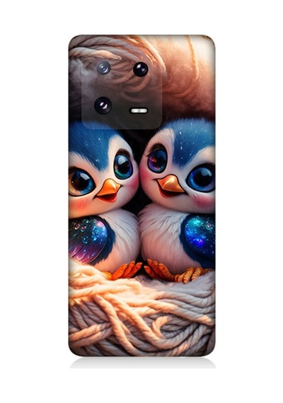Xiaomi Mi 13 Uyumlu Yuvalarında Sevimli Penguenler Desenli Silikon Kılıf Çok Renkli