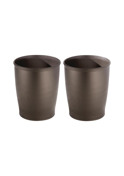 İdesign Küçük Yuvarlak Plastik Çöp Kovası, Kent Koleksiyonu, 2'li Set, 21x21x25 Cm, Bronz