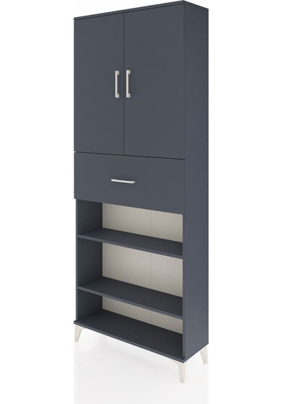 Arges Dolap 5 Raflı Tek Çekmeceli 2 Kapaklı 88x30x221 Antrasit-antrasit Antrasit