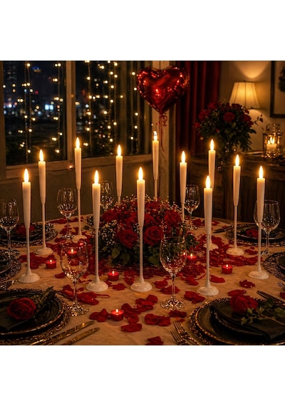 Yüksek Kalite 12 Adet 23 Cm Uzun Ayaklı Şamdan Mumu Led Işıklı Mum Gün Işığı Led Mum Romantik Mum