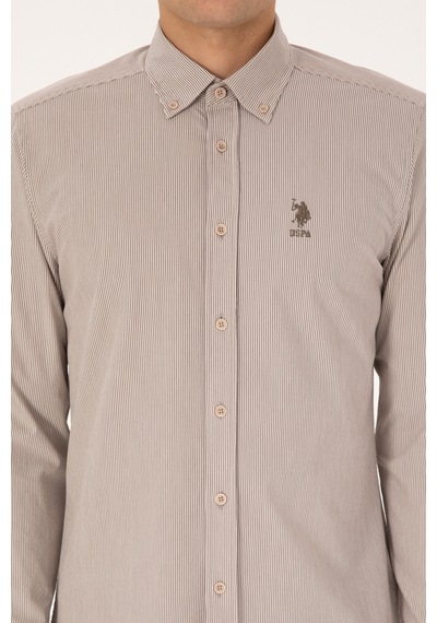 U.s. Polo Assn. Erkek Taş Gömlek Desenli 50308522-vr049 Tas