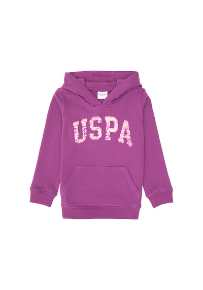 U.S. Polo Assn. Kız Çocuk Menekşe Payet İşlemeli Kapüşonlu Basic Sweatshirt 50314312-VR037